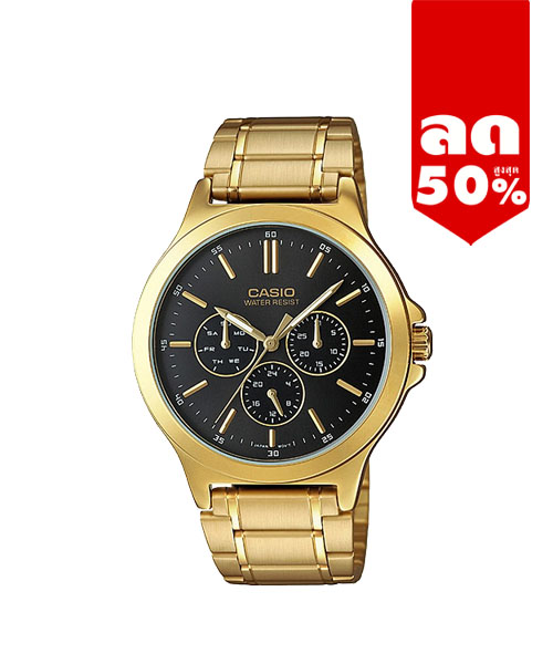 CASIO MID YEAR SALE นาฬิกาคาสิโอ พร้อมส่ง นาฬิกาข้อมือ นาฬิกากันน้ำ นาฬิกาของแท้ BTS ประกันศูนย์ CMG 1 ปี รุ่น MTP-V300G-1A นาฬิกาสีทอง
