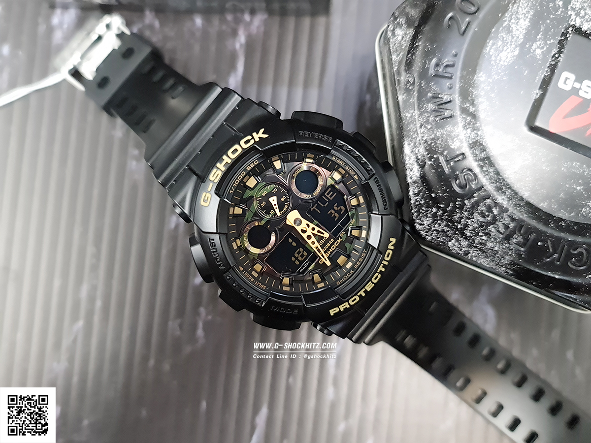 CASIO G-SHOCK นาฬิกาข้อมือ นาฬิกากันน้ำ นาฬิกาของแท้ ประกันศูนย์ CMG 1 ปี รุ่น GA-100CF-1A9 นาฬิกาสีดำ