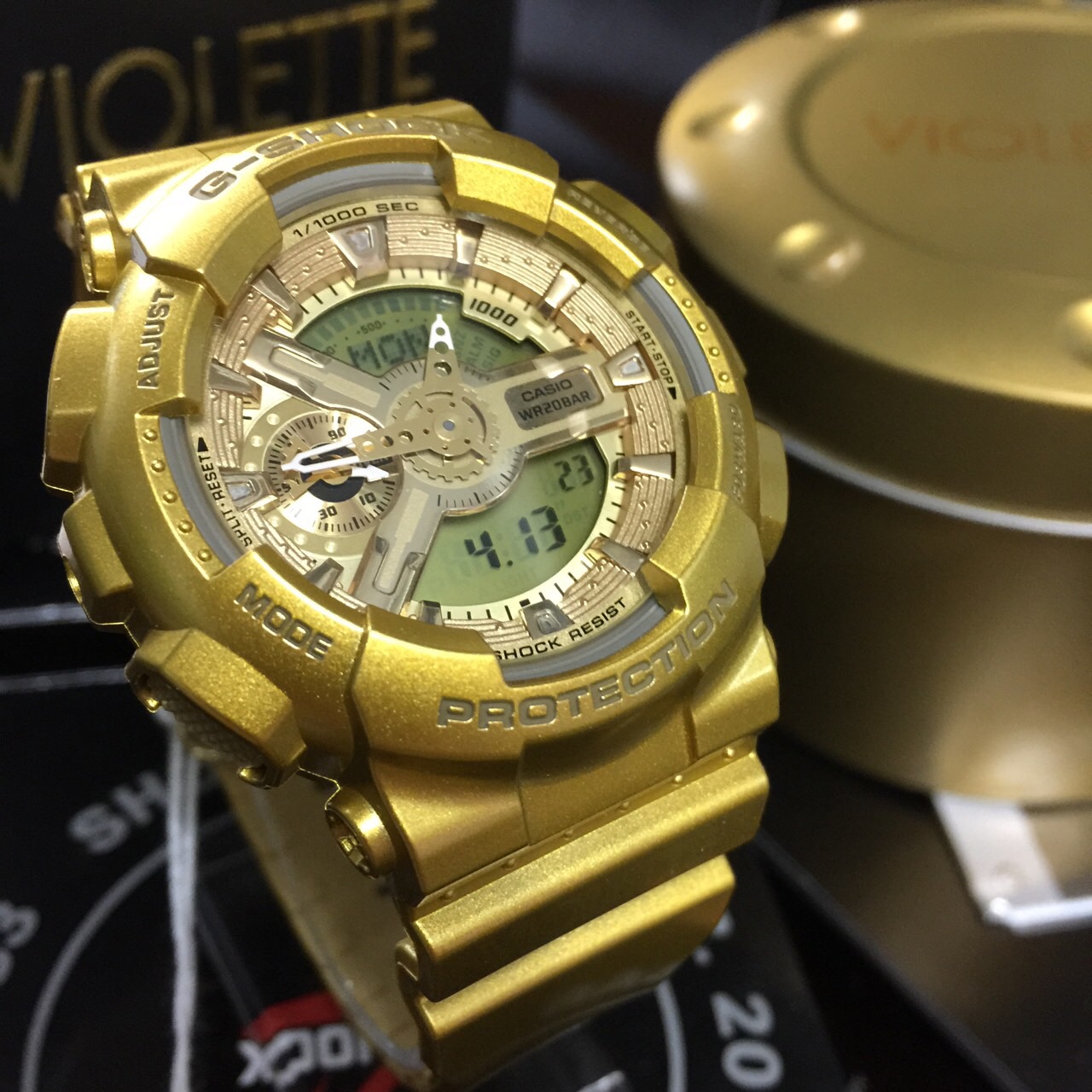 CASIO MID YEAR SALE G-SHOCK พร้อมส่ง นาฬิกาข้อมือ นาฬิกากันน้ำ นาฬิกาของแท้ ประกันศูนย์ CMG 1 ปี รุ่น GMA-S110VK-9ADR นาฬิกาสีทอง