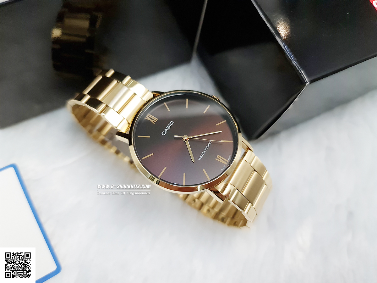 CASIO MID YEAR SALE นาฬิกาคาสิโอ พร้อมส่ง นาฬิกาข้อมือ นาฬิกากันน้ำ นาฬิกาของแท้ BTS ประกันศูนย์ CMG 1 ปี รุ่น MTP-VT01G-5B นาฬิกาสีทอง