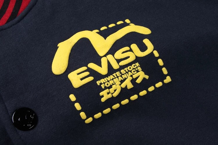 ขายล้างสต็อค !!เสื้อเบสบอล EVISU แท้ จาก ญี่ปุ่น สีดำ แต่งแขนขาวครีม สกรีนลายด้านหลัง Size (ตัวเดียวสุดท้ายคะ)