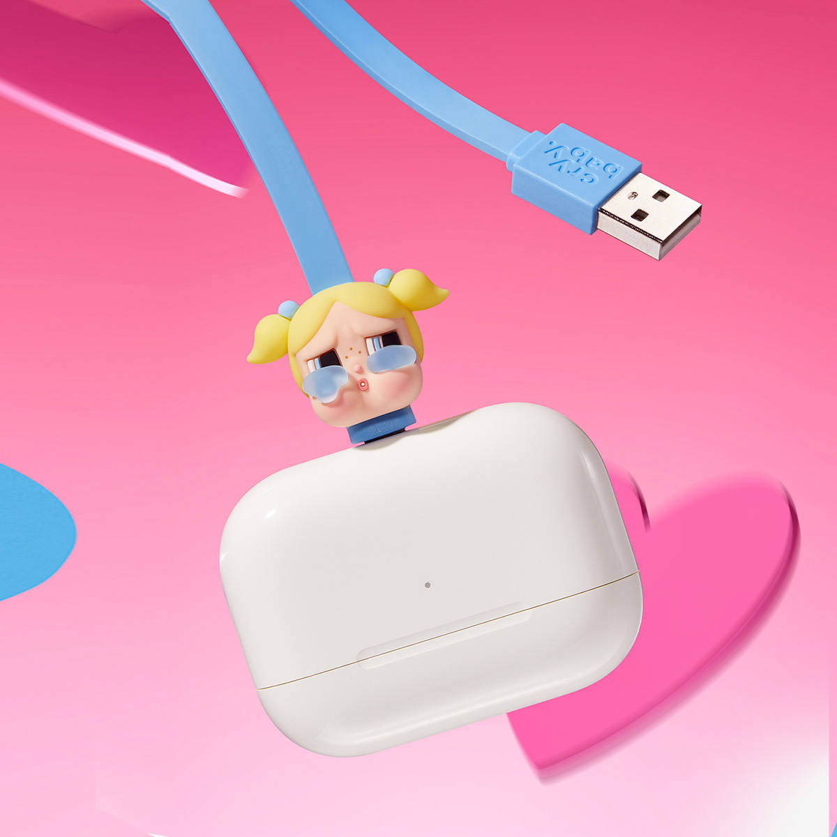 POPMART กล่องสุ่มสายชาร์จCRYBABY × Powerpuff Girls Series lightning (iphone)
