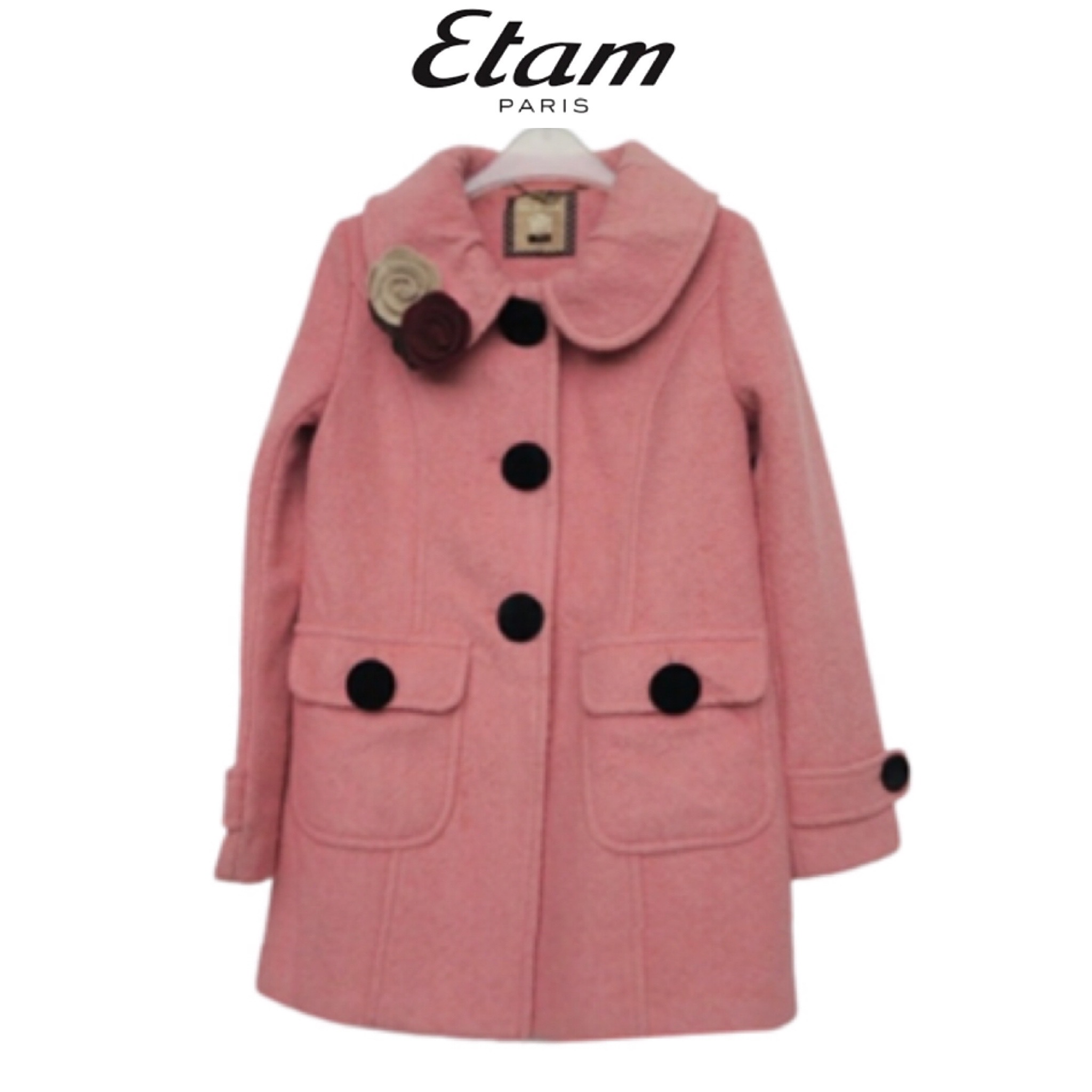 เสื้อโค้ท เสื้อกันหนาวสักหลาดวูล แบรนด์ ETAM งานพรีเมี่ยมเกรดคะ• สำเนา ชมพู