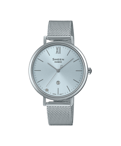 CASIO SHEEN นาฬิกาข้อมือ นาฬิกากันน้ำ นาฬิกาของแท้ ประกันศูนย์ CMG 1 ปี รุ่น SHE-4539SM-2A นาฬิกาสีเงิน