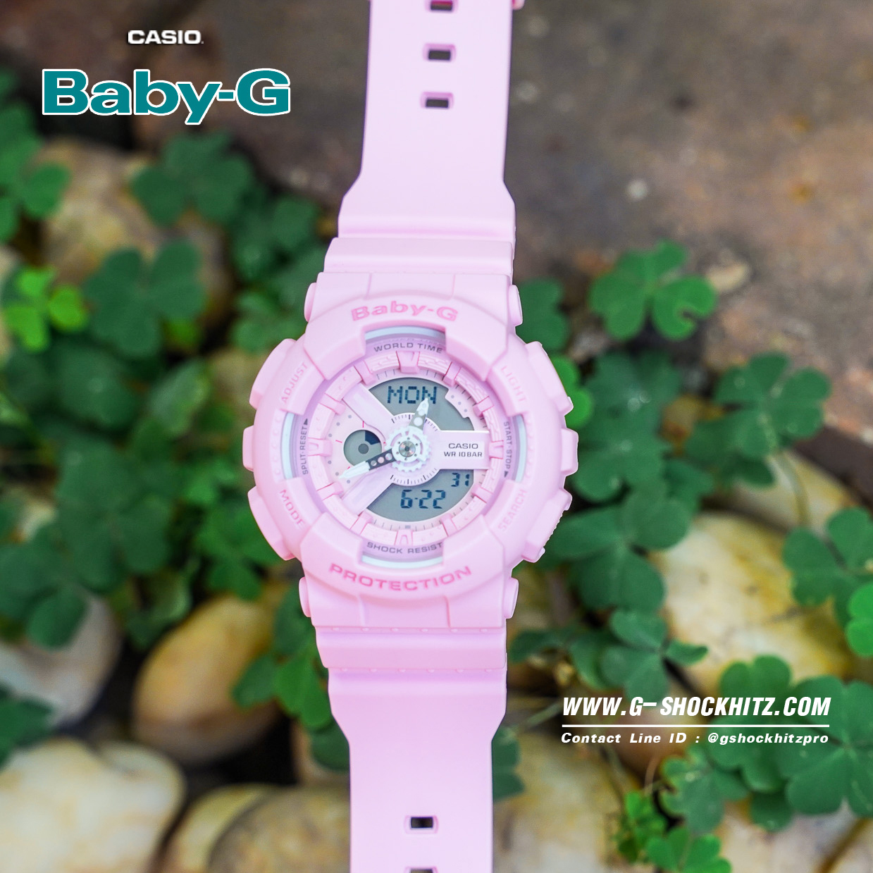 CASIO MID YEAR SALE BABY-G พร้อมส่ง นาฬิกาข้อมือ นาฬิกากันน้ำ นาฬิกาของแท้ ประกันศูนย์ CMG 1 ปี รุ่น BA-110-4A1 นาฬิกาสีชมพู