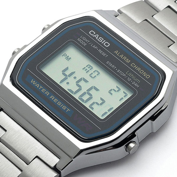 CASIO นาฬิกาคาสิโอ นาฬิกาข้อมือ นาฬิกากันน้ำ นาฬิกาของแท้ ประกันศูนย์ CMG 1 ปี รุ่น A158WA-1D นาฬิกาสีเงิน