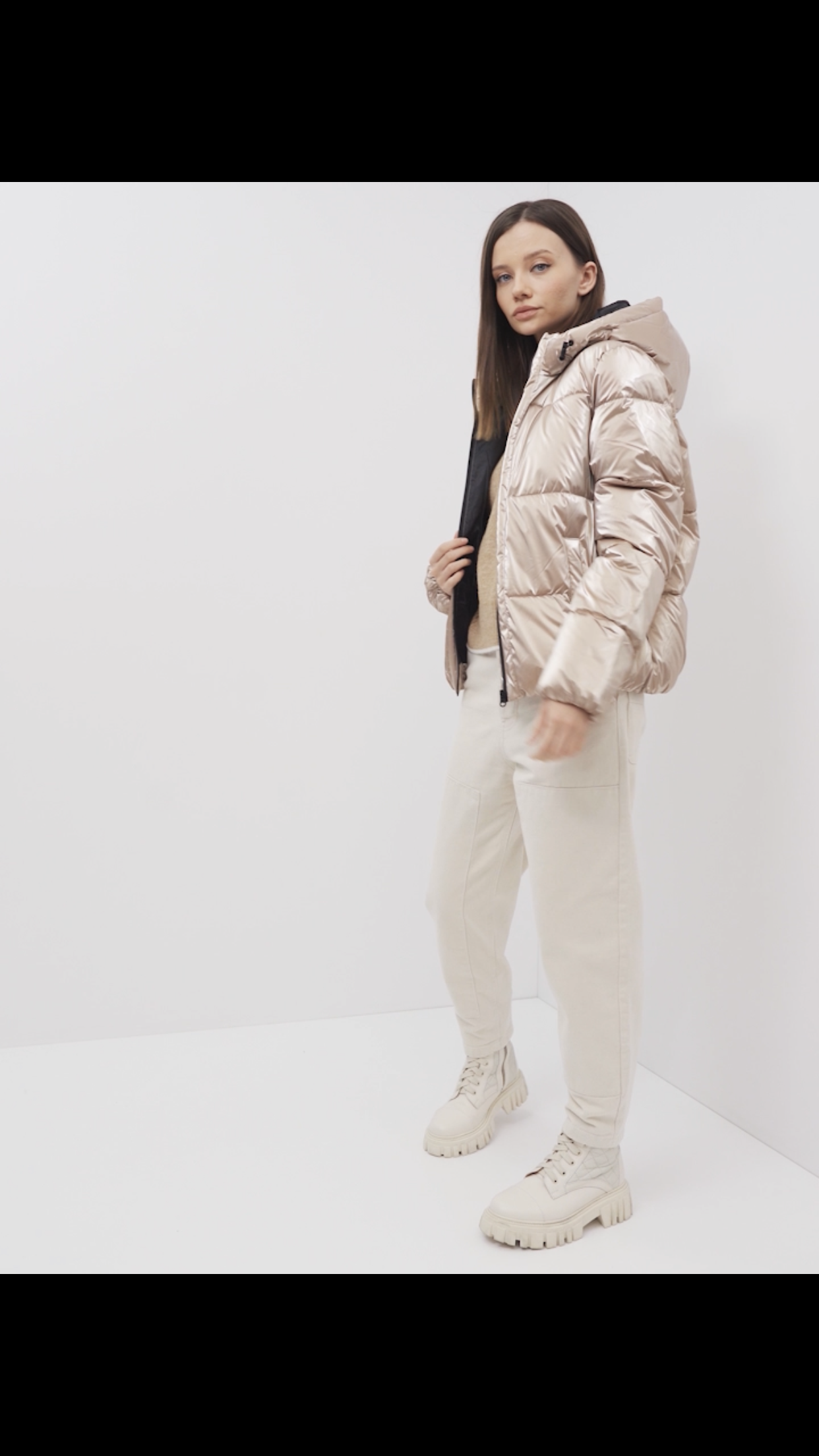 Oodji เสื้อกันหนาว เสื้อฮู้ด บุนวมอุ่น สีแชมเปญ แบรนด์ Oodji Ultra (padded puffer coAt