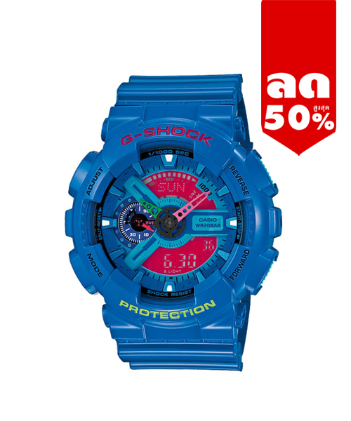 CASIO G-SHOCK นาฬิกาข้อมือ นาฬิกากันน้ำ นาฬิกาของแท้ ประกันศูนย์ CMG 1 ปี รุ่น GA-110HC-2ADR นาฬิกาสีน้้ำเงิน