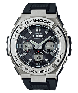 CASIO G-SHOCK นาฬิกาข้อมือ นาฬิกากันน้ำ นาฬิกาของแท้ ประกันศูนย์ CMG 1 ปี รุ่น GST-S110-1A นาฬิกาสีเงิน