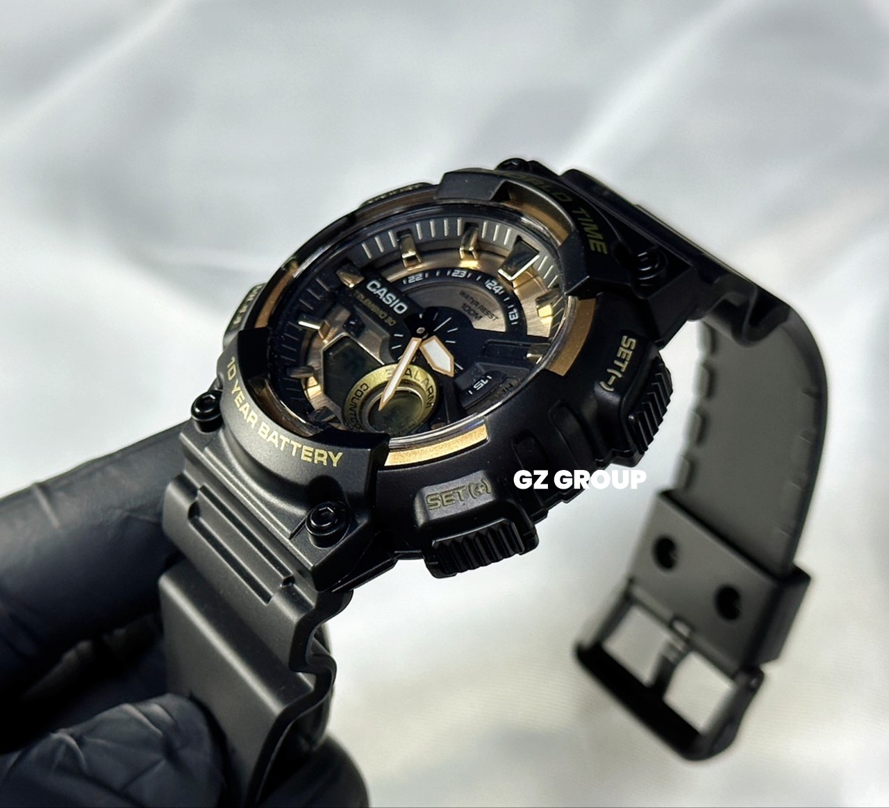 CASIO MID YEAR SALE นาฬิกาคาสิโอ พร้อมส่ง นาฬิกาข้อมือ นาฬิกากันน้ำ นาฬิกาของแท้ BTS ประกันศูนย์ CMG 1 ปี รุ่น AEQ-110BW-9A นาฬิกาสีดำ