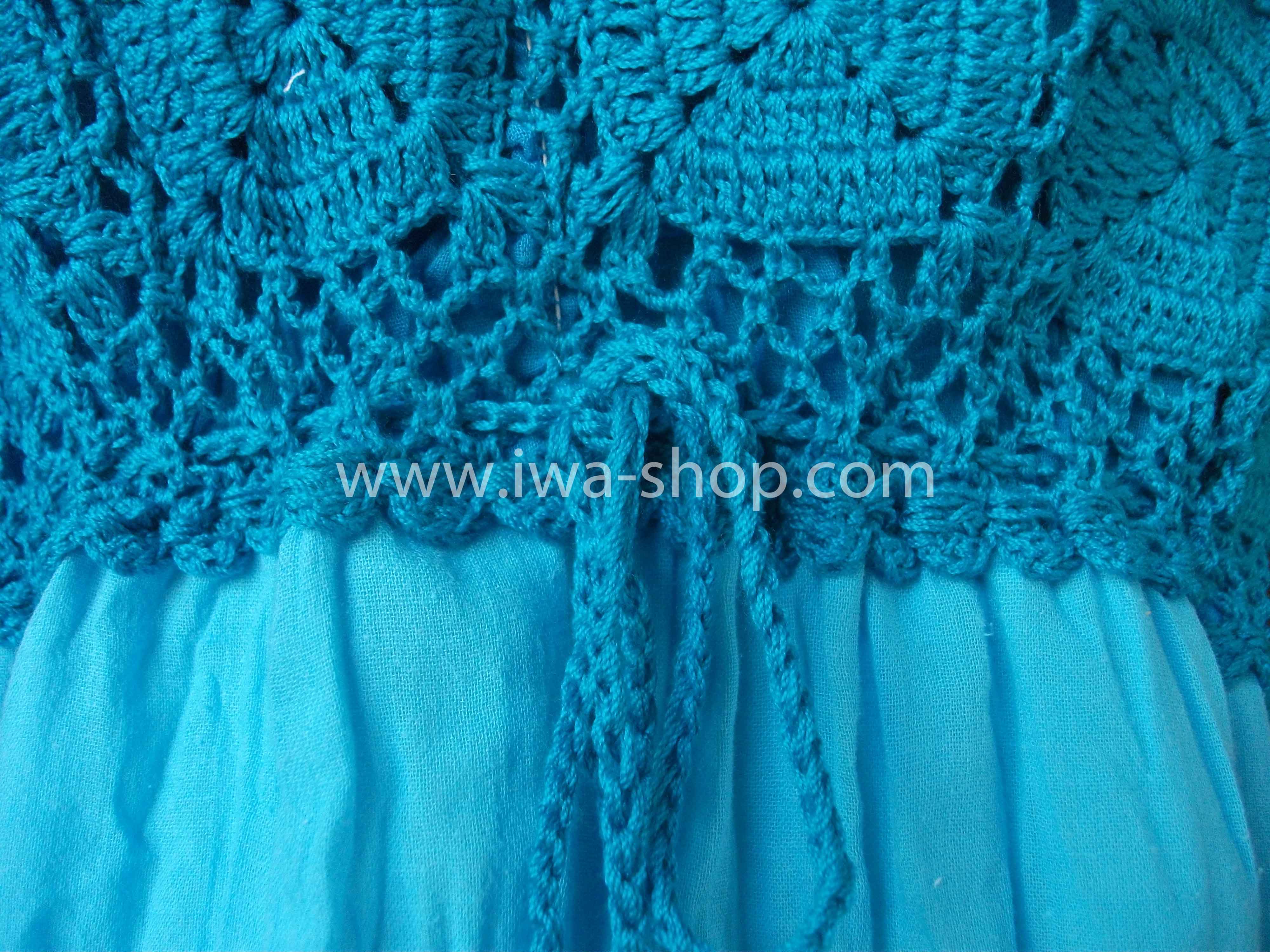 ชุดเดรสโครเชต์สลับสี ฟ้าขาว ชุดถักโครเชต์ ชุดเดรสฮาวาย ชุดฮาวายน่ารัก ชุดเที่ยวทะเล ชุดเดรสไปทะเล น่ารักๆ maxi dress ทะเล