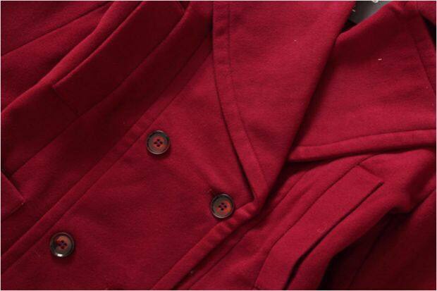 เสื้อคลุม เสื้อกันหนาว แต่งคอปกเก๋ๆ เนื้อผ้าสักหลาดสีแดง แบรนด์ดังASOS จากUK ทรงสวยหรูมากคะ Free Size (M)