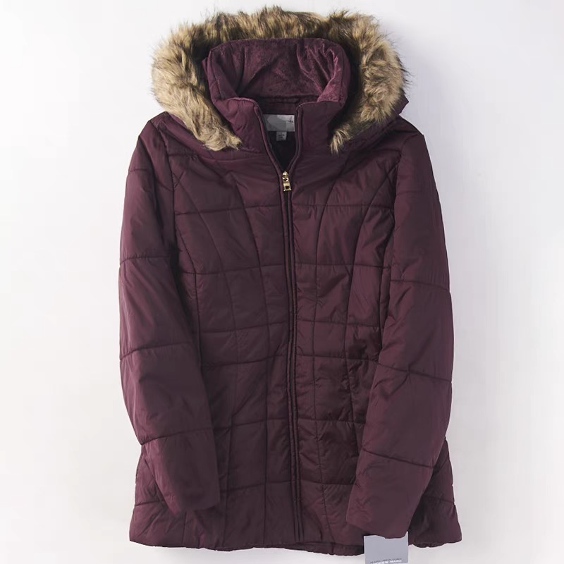 เสื้อโค้ท เสื้อกันหนาว ฮู้ด บุนวมอุ่น เนื้อผ้าสังเคราะห์ MARK NEW YORK (Padded puffer coat) ขาว