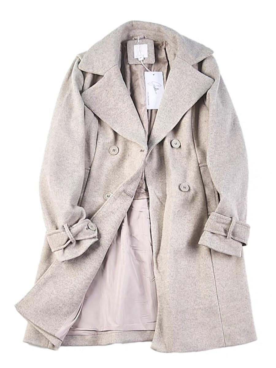 เสื้อโค้ท โค้ทวูลแต่งเฟอร์ เสื้อกันหนาว Trench coat สีเทา แบรนด GIADA
