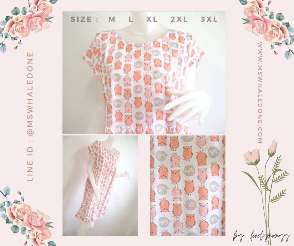 ชุดให้นม+คลุมท้องได้ มีถึง3XL ถูกใจคุณแม่บิ๊กไซส์ เก็บทรงสวย ยาวคลุมเข่า มีให้เลือก4สีลาย