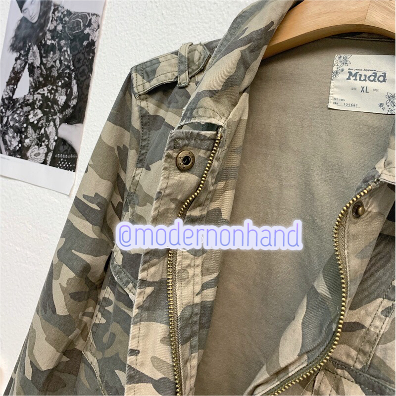 Mudd เสื้อทหาร เสื้อแจ็คเก็ตลายพราง เสื้อนอกแนวทหาร แพทเทินสวย เท่ห์มาก แบรนด์ MUDD คะ สำเนา สำเนา สำเนา เขียว