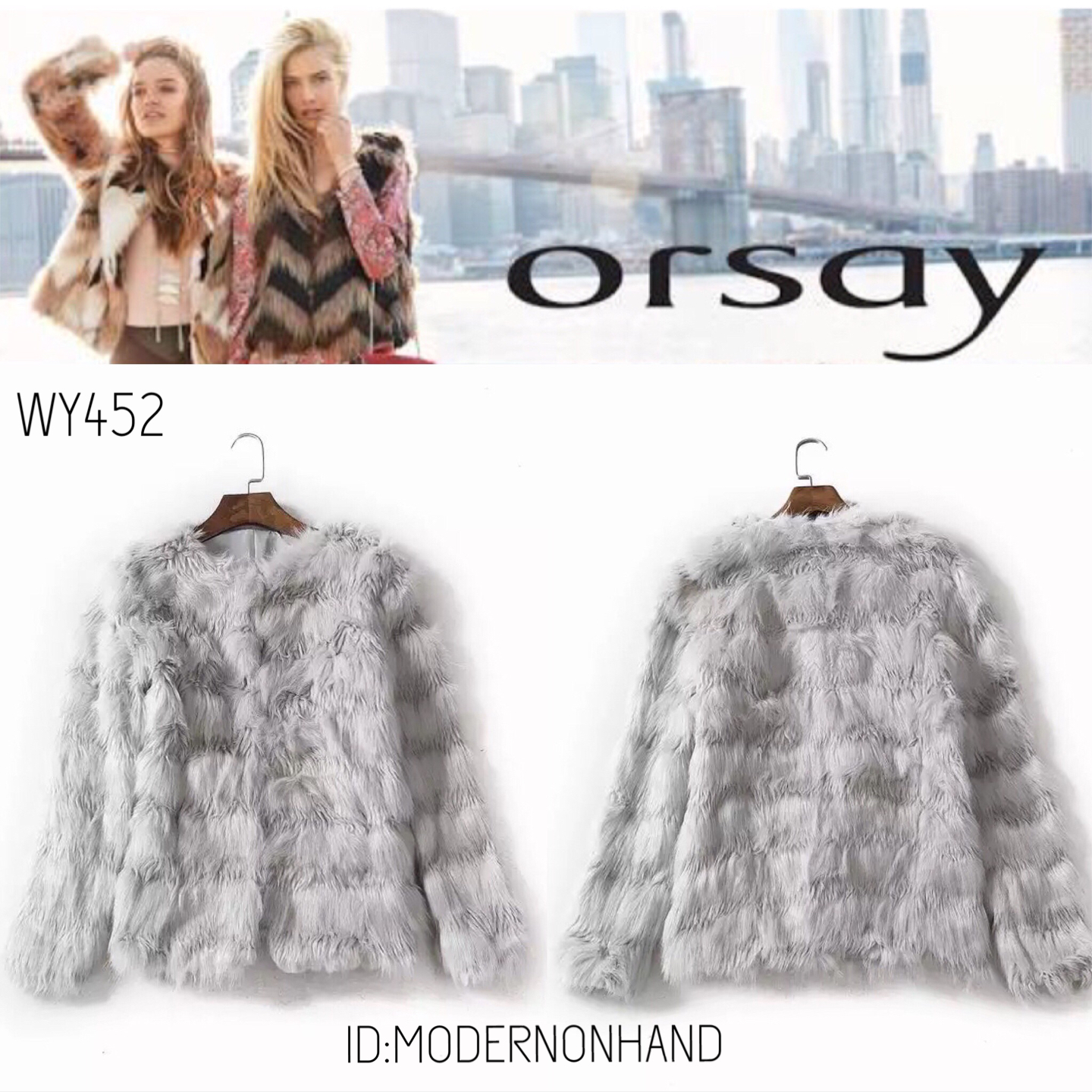 Orsay เสื้อคลุม เสื้อขนสัตว์ สีเทาอ่อน เนื้อขนฟู เนียนลื่น สวยหรู แบรนด์เนม ORSAY From German แท้100% SIZE S/M/L เทาอ่อน