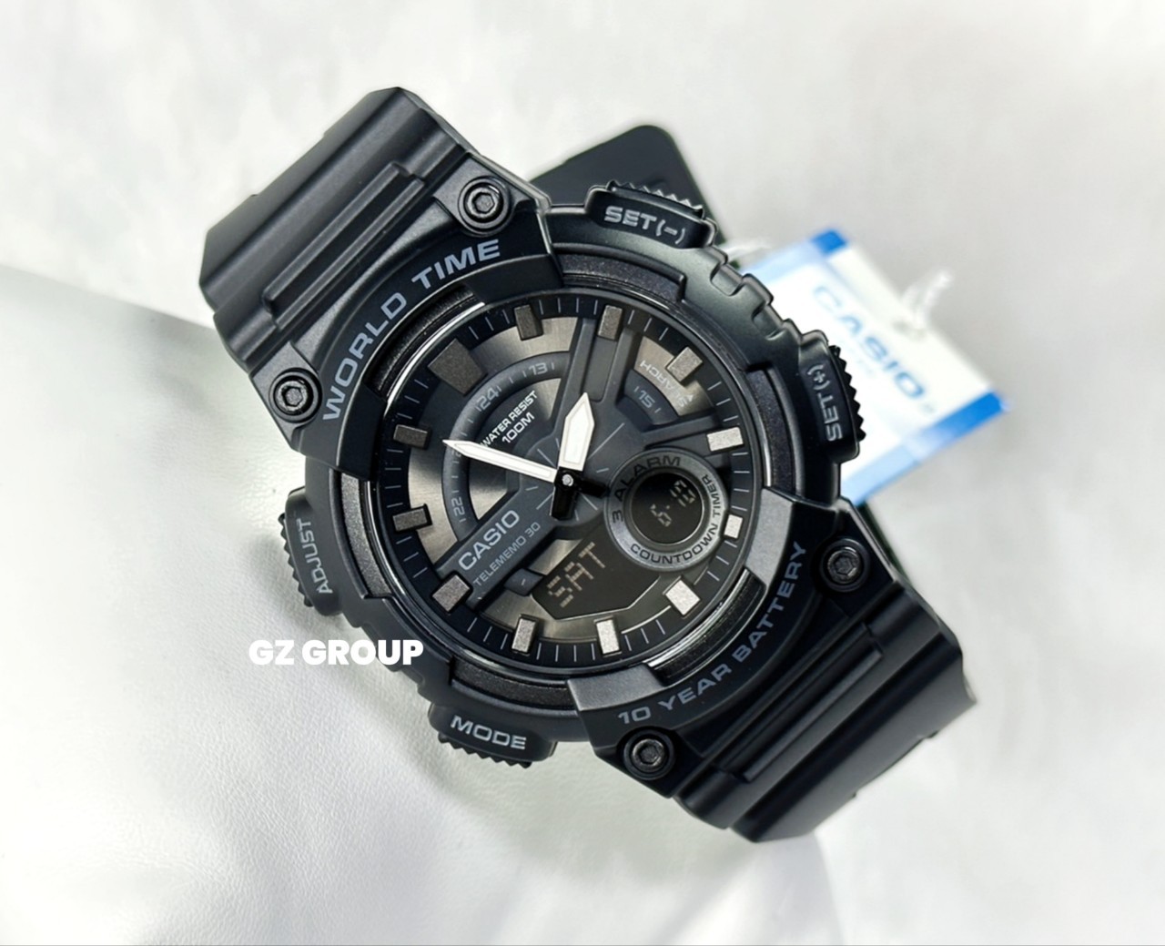 CASIO MID YEAR SALE นาฬิกาคาสิโอ พร้อมส่ง นาฬิกาข้อมือ นาฬิกากันน้ำ นาฬิกาของแท้ BTS ประกันศูนย์ CMG 1 ปี รุ่น AEQ-110W-1B นาฬิกาสีดำ