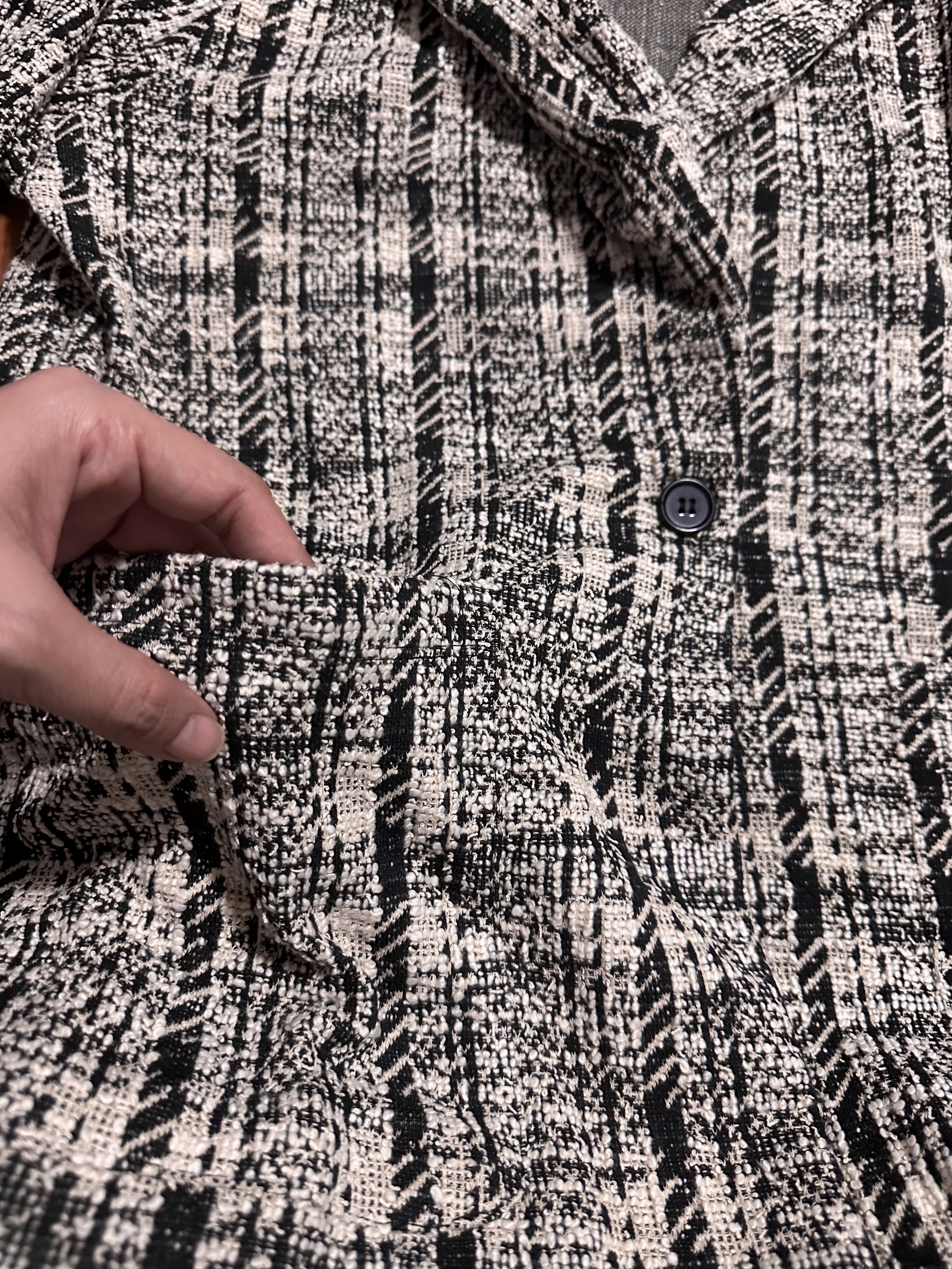 เสื้อโค้ท เสื้อกันหนาว เนื้อผ้าไหมพรม Knitting checked แบรนด์ SOYA CONCEPT