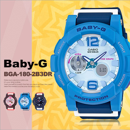 CASIO BABY-G นาฬิกาข้อมือ นาฬิกากันน้ำ นาฬิกาของแท้ ประกันศูนย์ CMG 1 ปี รุ่น BGA-180-2B3 นาฬิกาสีฟ้า
