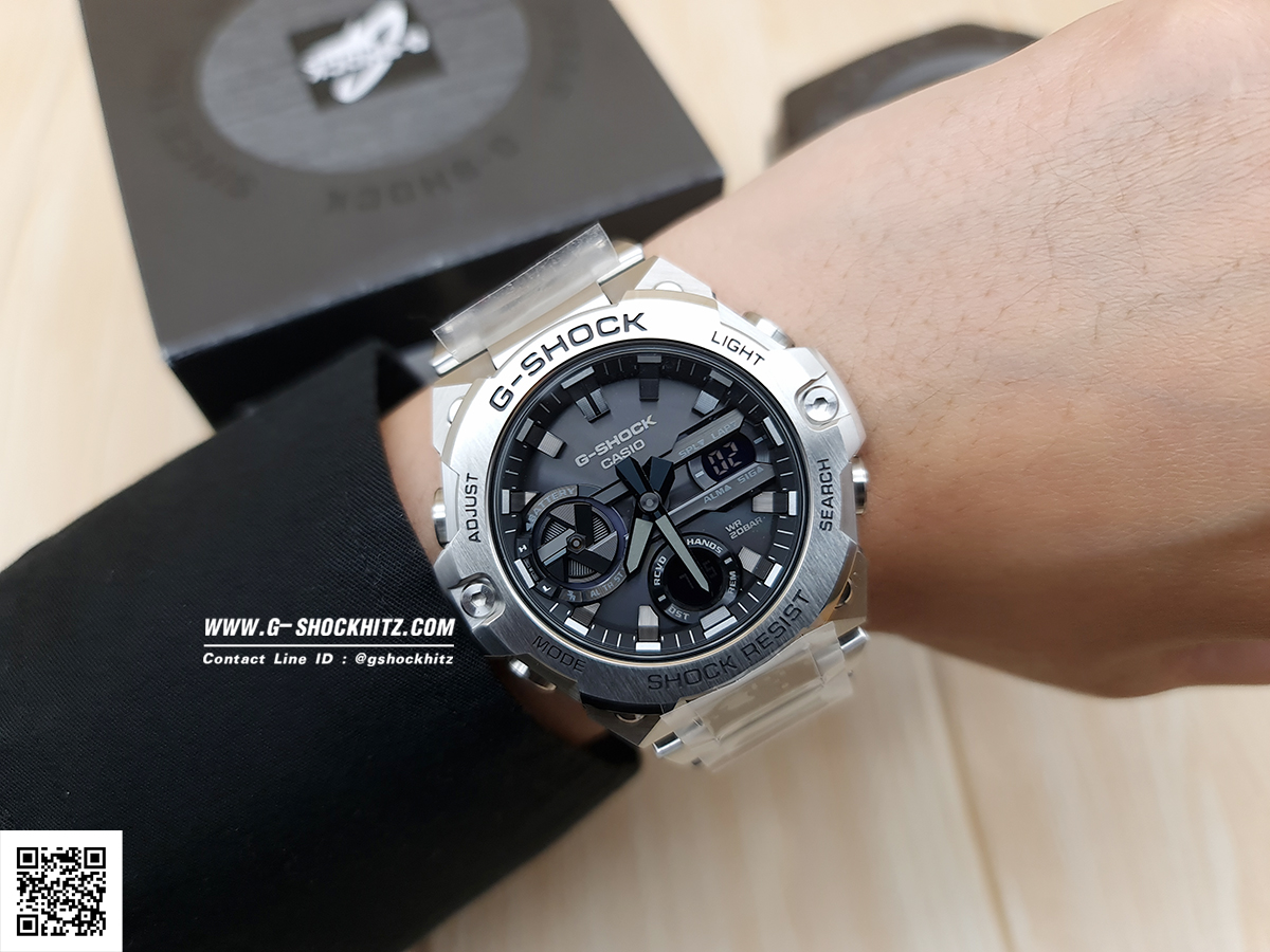 CASIO G-SHOCK นาฬิกาข้อมือ นาฬิกากันน้ำ นาฬิกาของแท้ ประกันศูนย์ CMG 1 ปี รุ่น GST-B400D-1A นาฬิกาสีเงิน