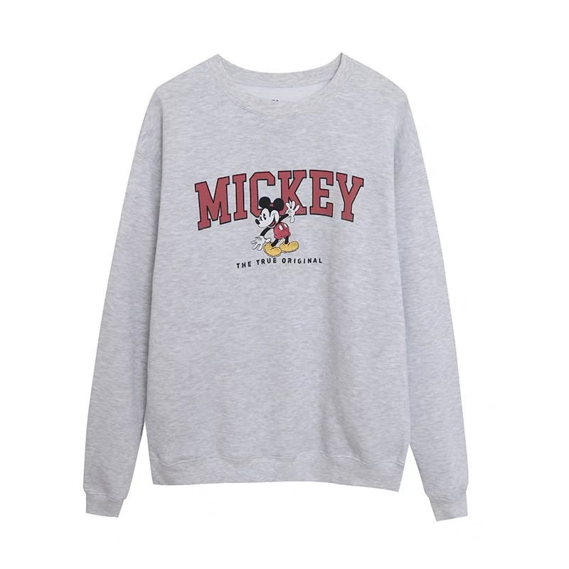MICKEY SWEATSHIRT The True original สเวตเตอร์ สเวตเชิ้ต Mickey กันหนาว สีเทา DISNEY Los Angeles mood Jacket เทา