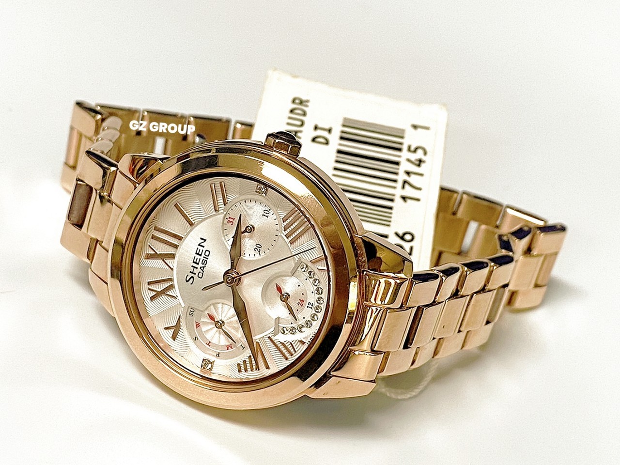 CASIO SHEEN นาฬิกาข้อมือ นาฬิกากันน้ำ นาฬิกาของแท้ ประกันศูนย์ CMG 1 ปี รุ่น SHE-3059PG-7A นาฬิกาสีน้ำตาล