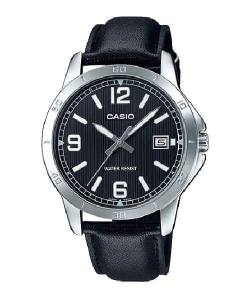 CASIO นาฬิกาคาสิโอ นาฬิกาข้อมือ นาฬิกากันน้ำ นาฬิกาของแท้ ประกันศูนย์ CMG 1 ปี รุ่น MTP-V004L-1B นาฬิกาสีดำ
