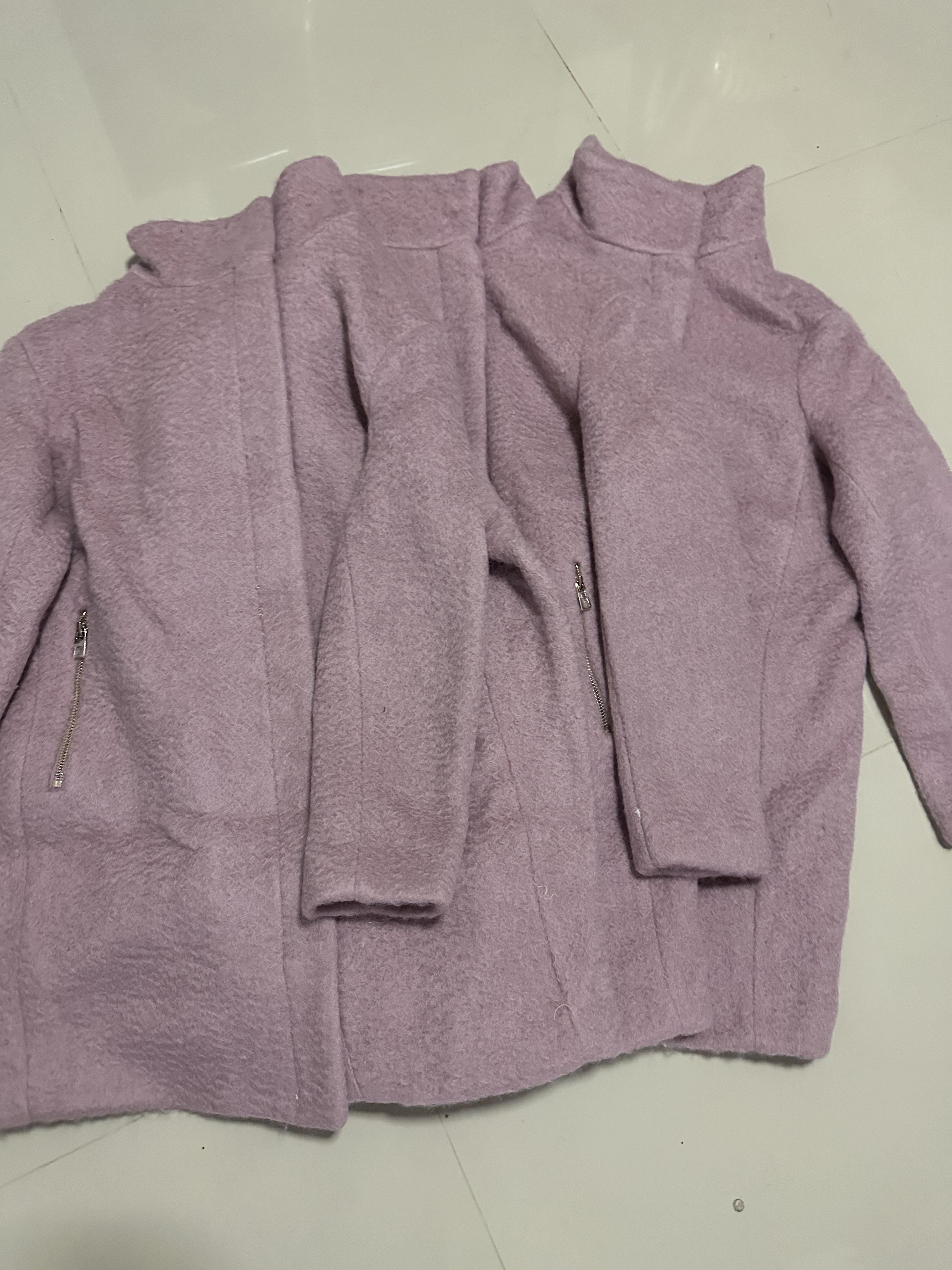 เสื้อโค้ท เสื้อกันหนาว เนื้อผ้าสักหลาด สีม่วงอ่อน แบรนด์ H&M