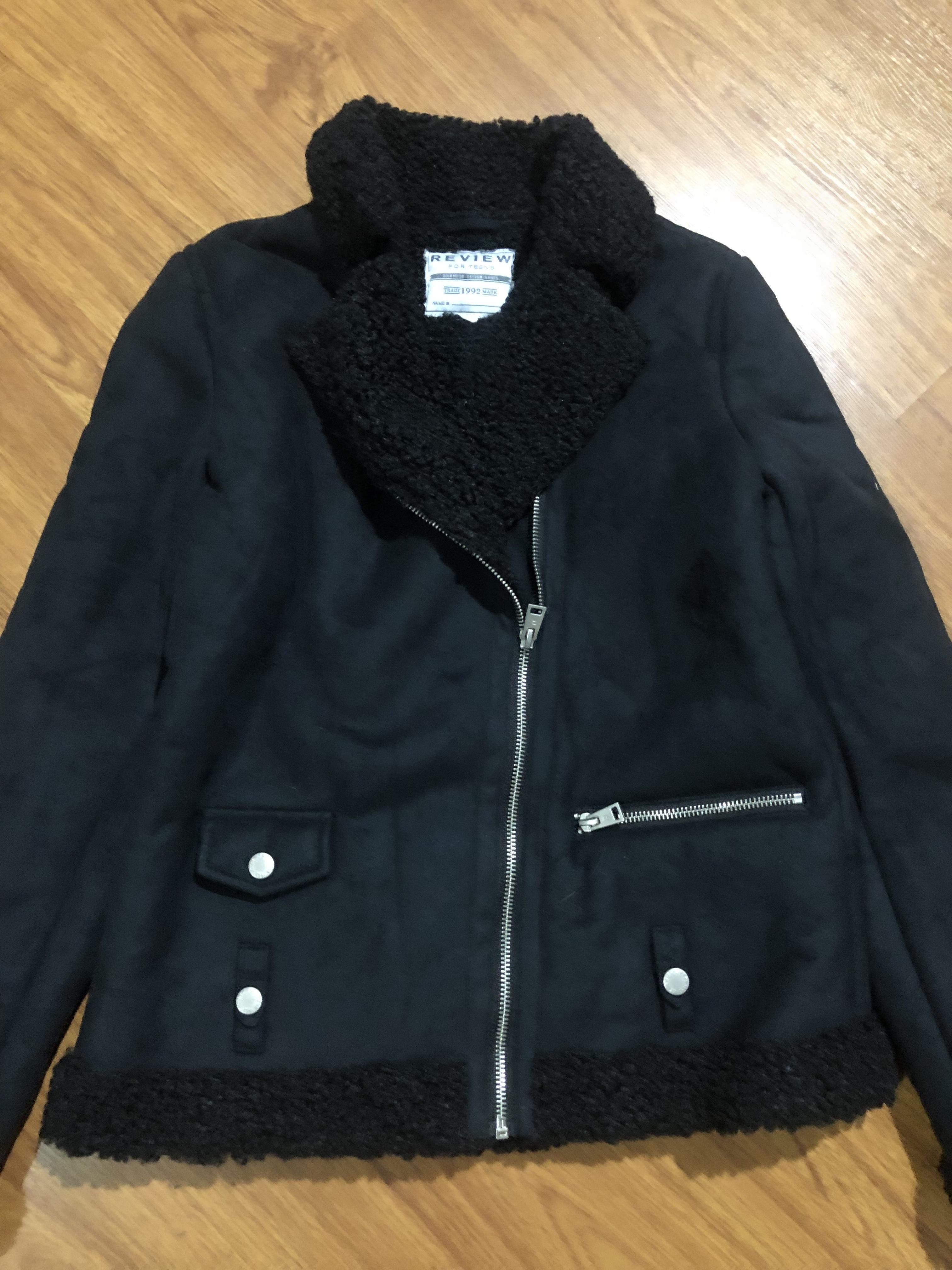เสื้อโค้ท กันหนาว Pea coat หนังกลับ สีดำ REVIEW ดำ