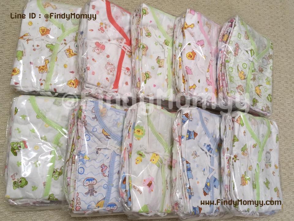 (ขายส่ง6ชุด) ชุดเสื้อผูกหน้า+กางเกง เด็กแรกเกิด-6เดือน มี4สี
