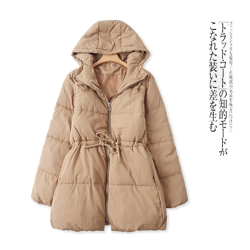 เสื้อกันหนาว เสื้อฮู้ดเฟอร์ บุนวมอุ่น สีนู้ดส้ม แบรนด์ Cranberry jeans (padded puffer coat สำเนา