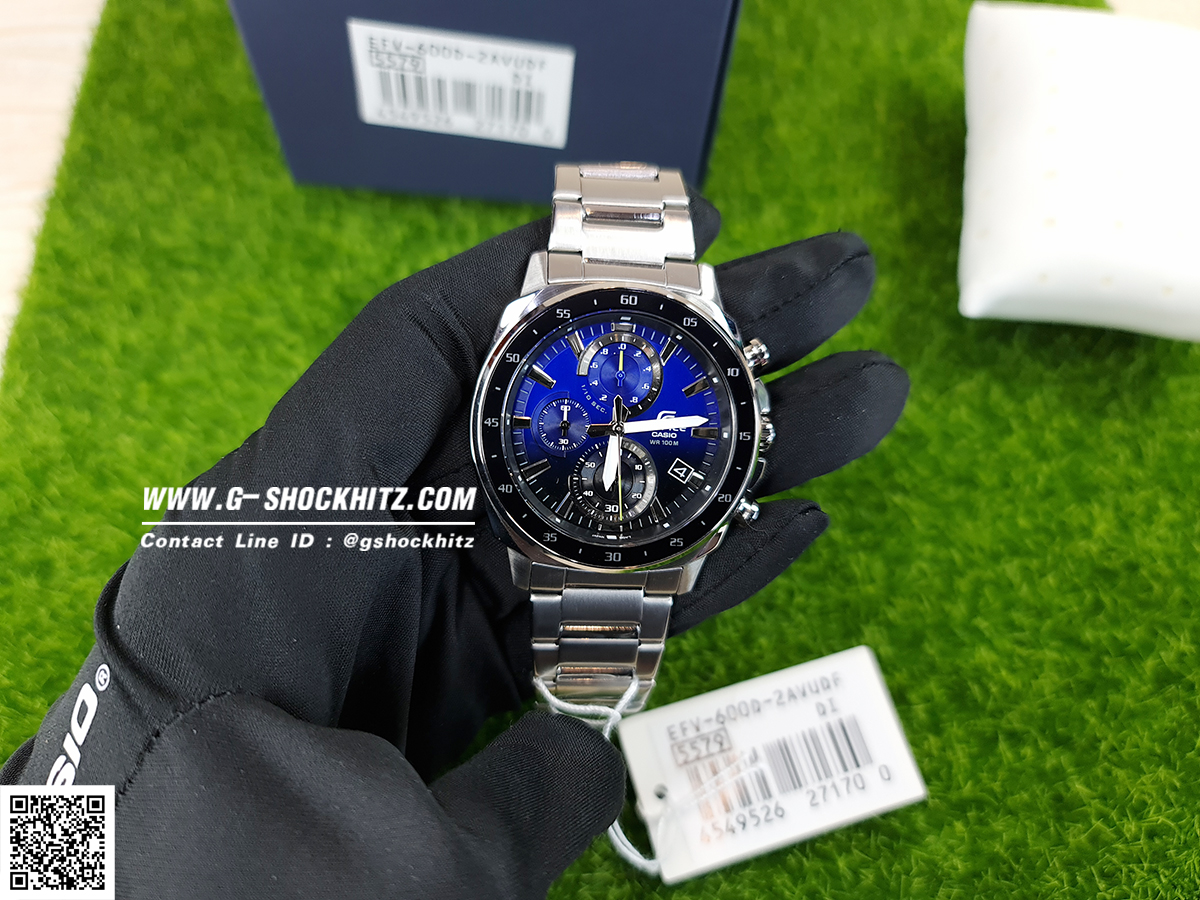 CASIO EDIFICE นาฬิกาข้อมือ นาฬิกากันน้ำ นาฬิกาของแท้ ประกันศูนย์ CMG 1 ปี รุ่น EFV-600D-2A นาฬิกาสีเงิน