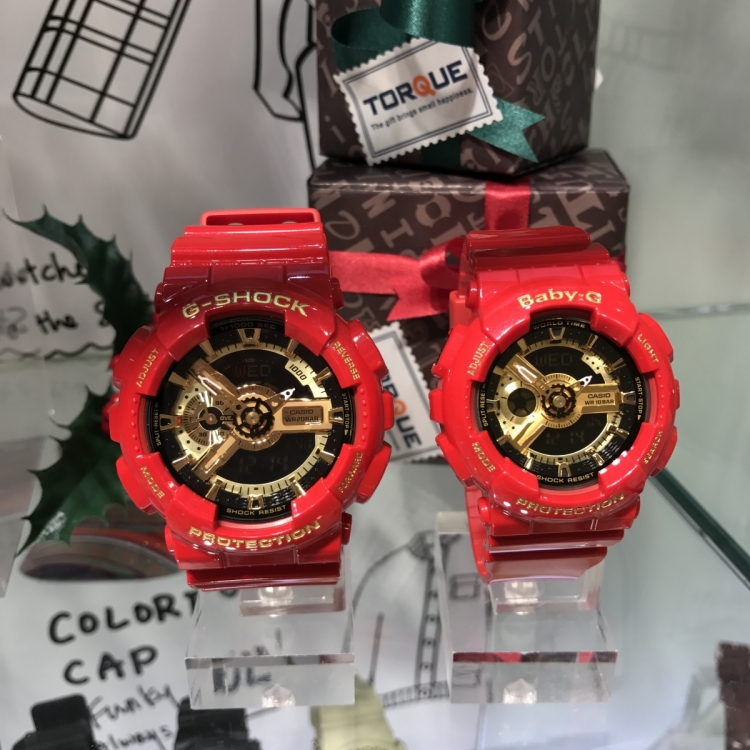 CASIO G-SHOCK G-SHOCK นาฬิกาข้อมือ นาฬิกากันน้ำ นาฬิกาของแท้ ประกันศูนย์ CMG 1 ปี รุ่น GA-110VLA-4 BA-110VLA-4 นาฬิกาสีแดง