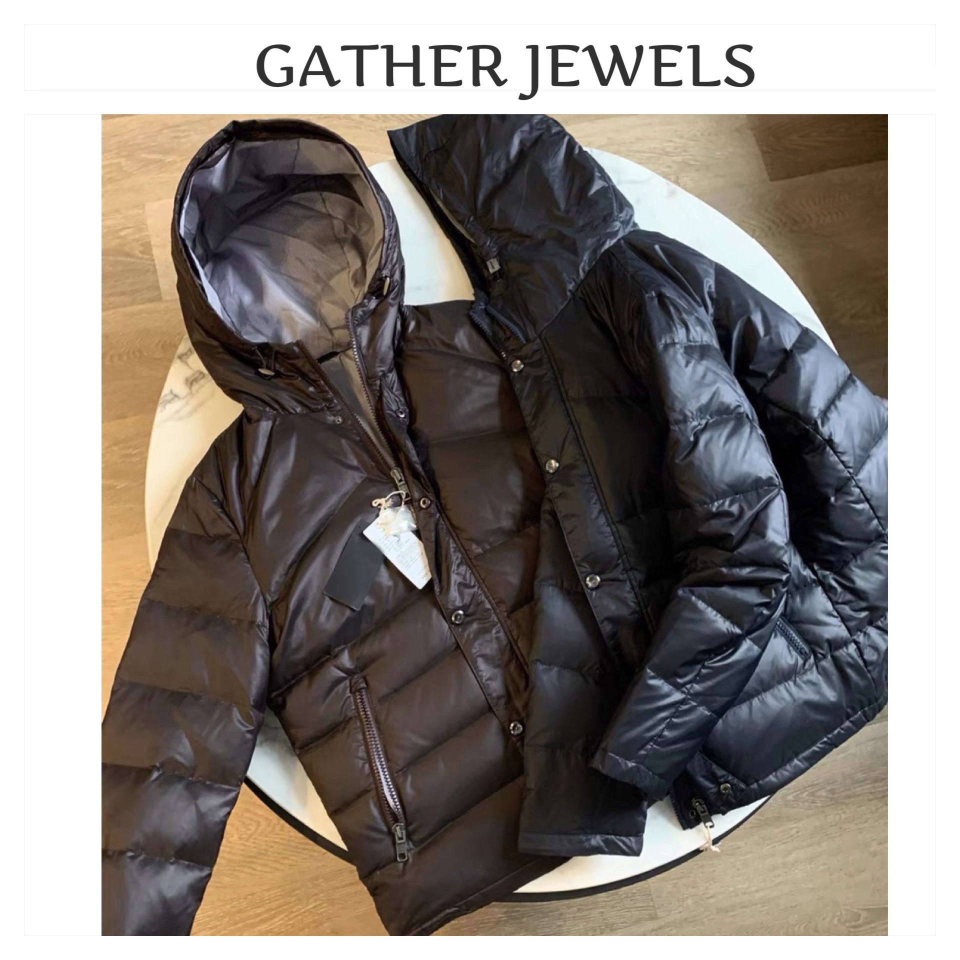 Stradivarius เสื้อขนเป็ด ฮู้ดชนเป็ด ผู้ชาย DOWN JACKET PADDED PUFFER สีน้ำตาลเมล็ดกาแฟ แบรนด์ GATHER JEWELS. Down80% น้ำตาล