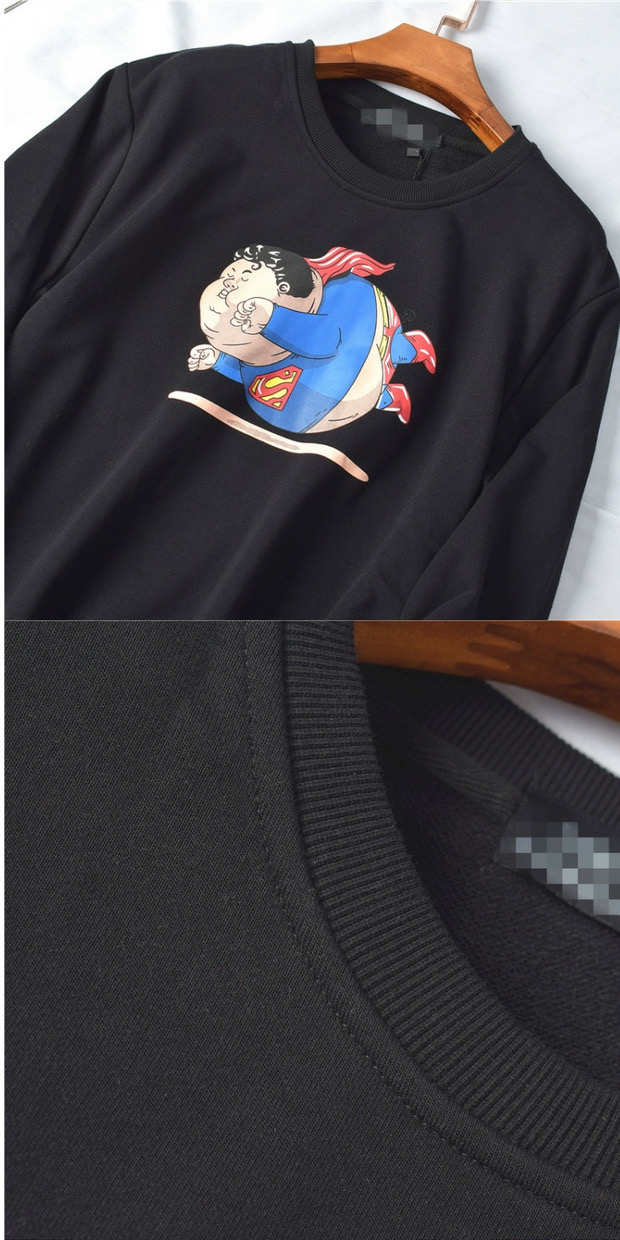 เสื้อวอร์ม เสื้อสเวตเตอร์ ปั๊มลาย เสื้อกันหนาว ทรง over size เนื้อละเอียด ดำ