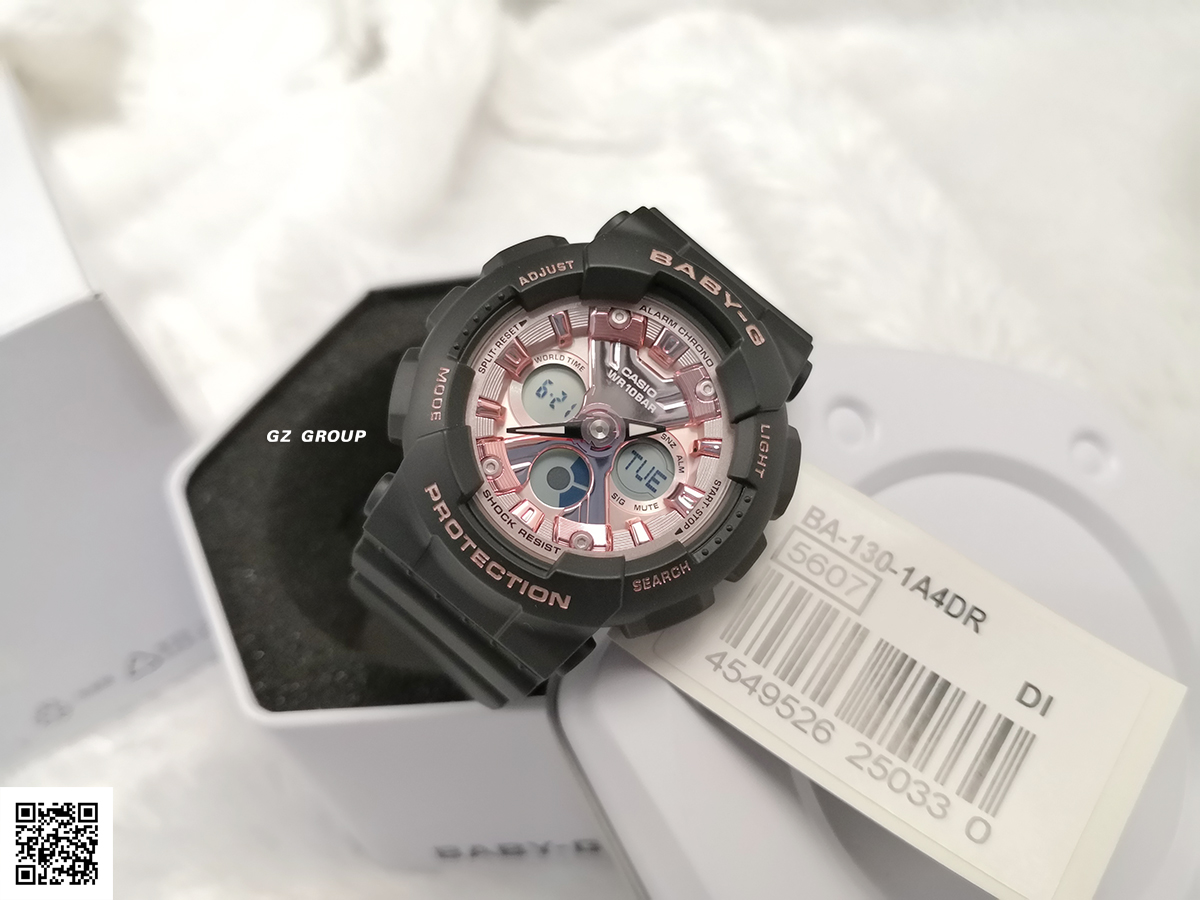 CASIO BABY-G นาฬิกาข้อมือ นาฬิกากันน้ำ นาฬิกาของแท้ ประกันศูนย์ CMG 1 ปี รุ่น BA-130-1A4 นาฬิกาสีดำ