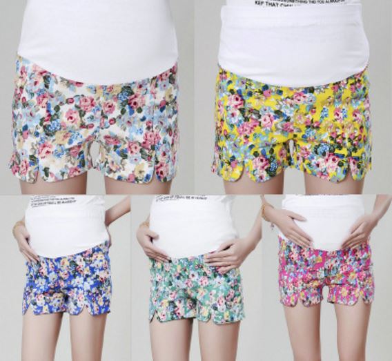 กางเกงขาสั้นลายดอกสีสดใส มีสายปรับรอบท้อง มี5สี ไซส์ M, L, XL