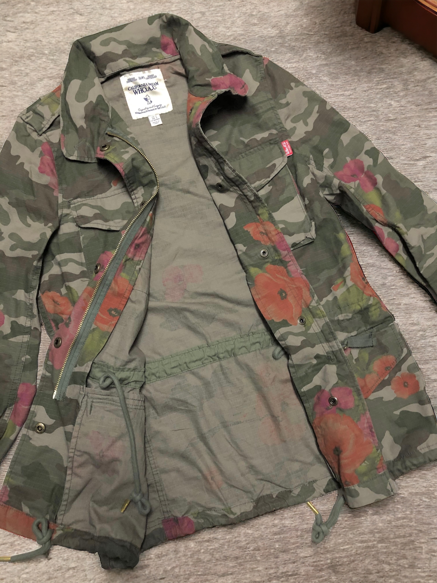 Who.au เสื้อนอกทหาร เสื้อแจ็คเก็ต ลายพรางFlora camo แนวทหาร แพทเทินสวย เท่ห์ มาก แบรนด์Who.Au คะ สำเนา สำเนา สำเนา สำเนา สำเนา เขียว