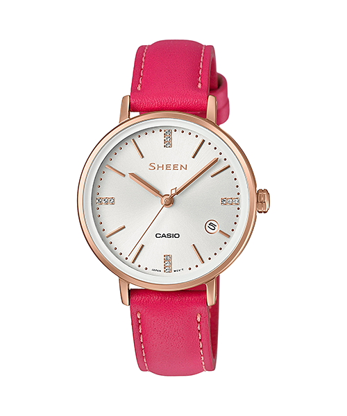 CASIO SHEEN นาฬิกาข้อมือ นาฬิกากันน้ำ นาฬิกาของแท้ ประกันศูนย์ CMG 1 ปี รุ่น SHE-4048LTD-7A นาฬิกาสีแดง