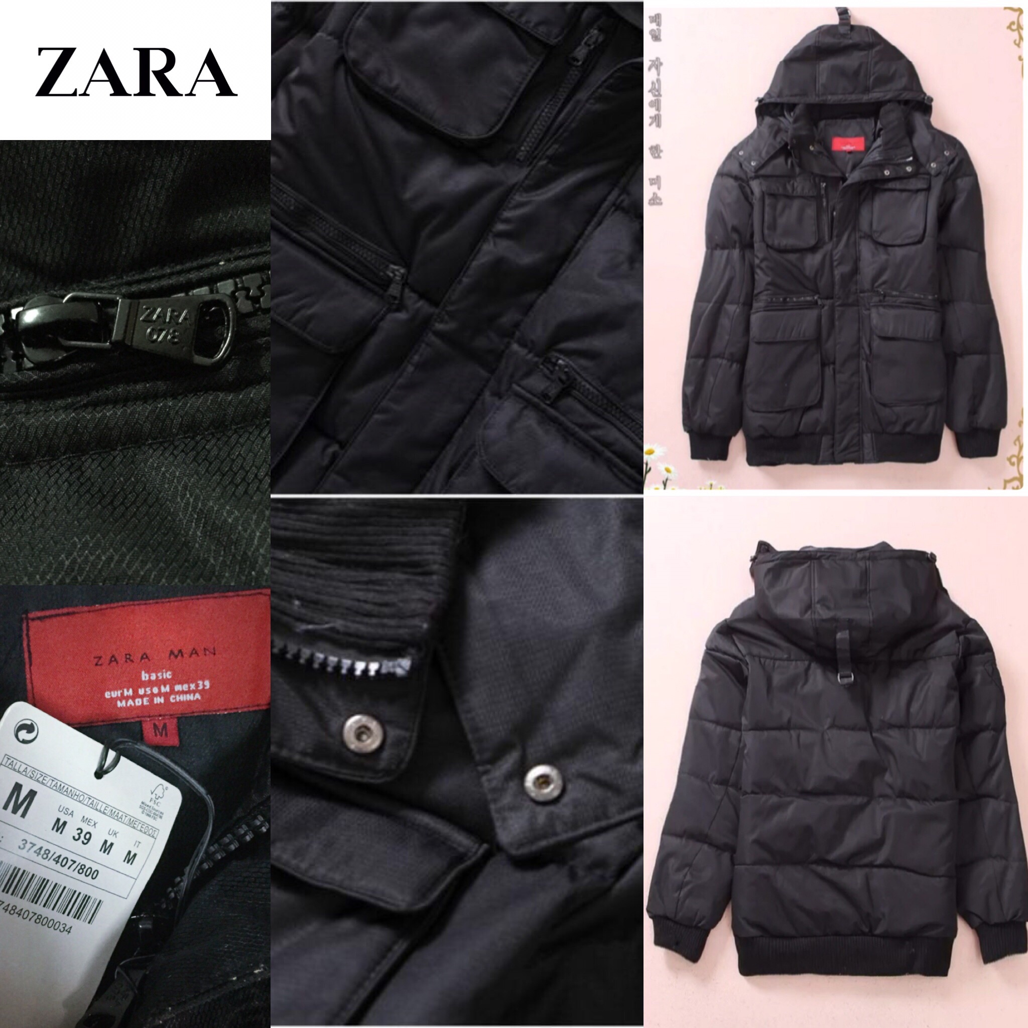 เสื้อกันหนาว เสื้อหนาวผู้ชาย แต่งหมวกฮูท แบรนด์เนม ZARA MAN แท้ แต่งบุนวมอุ่น งานหรู สวยเทพมากคะ ปั๊มกระดุมและหัวซิปทุกจุด (หมวกฮูทถอดใส่ได้คะ) size M