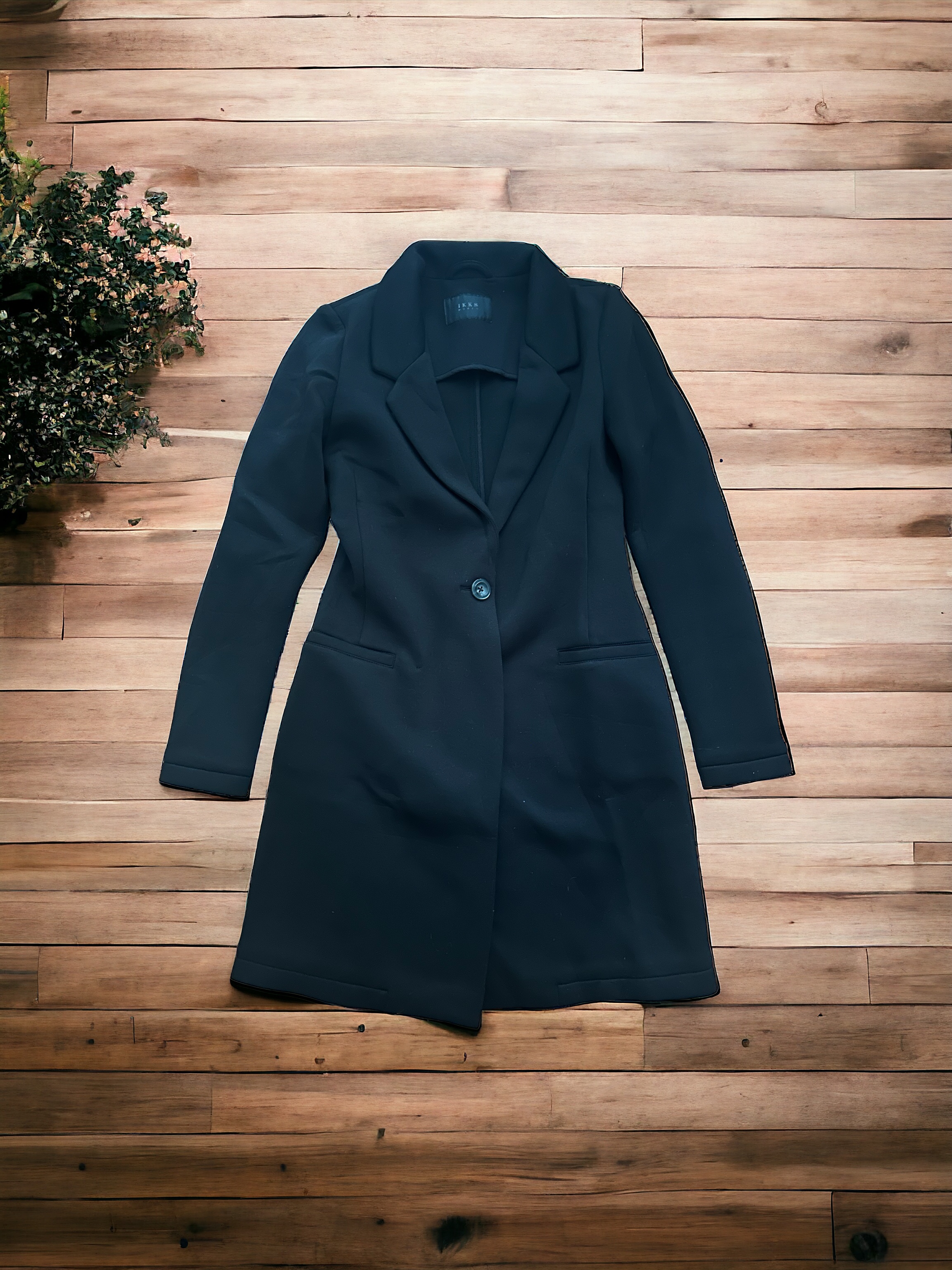 เสื้อโค้ทวูล Trench coat เสื้อโค้ทวูล โค้ทสีดำ แบรนด์ IKKS WOMAN