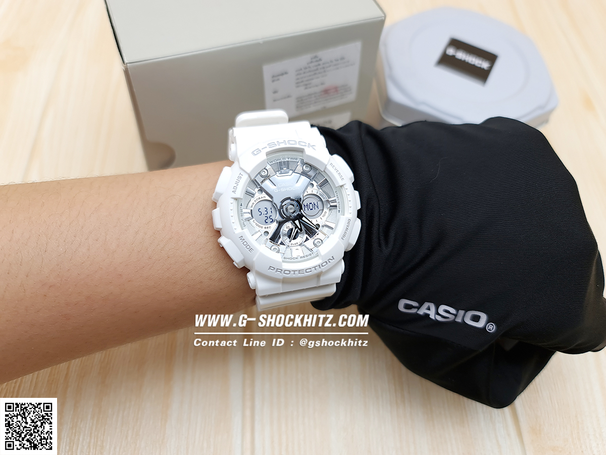 CASIO G-SHOCK นาฬิกาข้อมือ นาฬิกากันน้ำ นาฬิกาของแท้ ประกันศูนย์ CMG 1 ปี รุ่น GMA-S120MF-7A1 นาฬิกาสีขาว