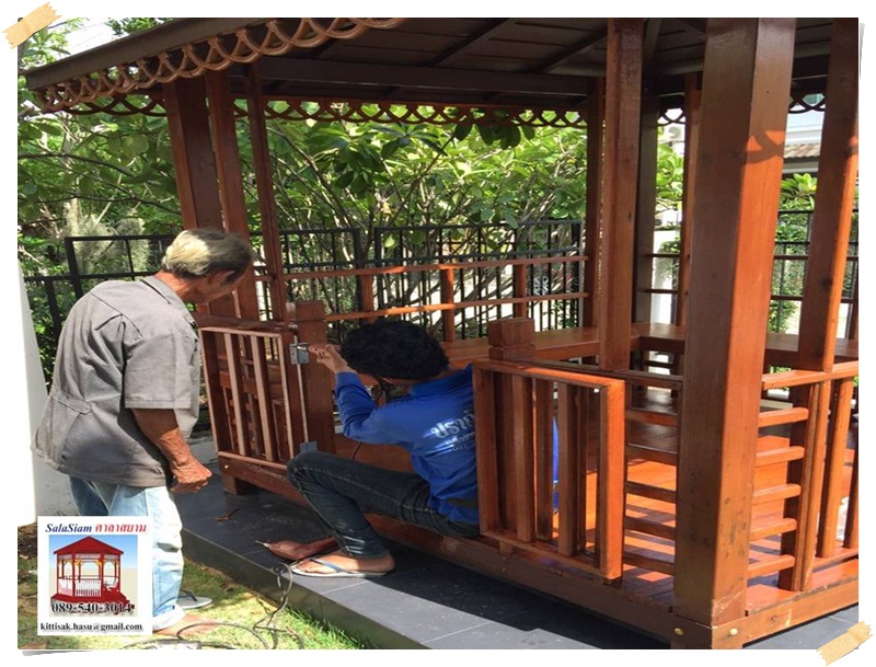 รหัสสินค้า : SL-013 : ศาลาทางบาหลี รั้วระแนง ขนาด 2 X 2 X 3 เมตร