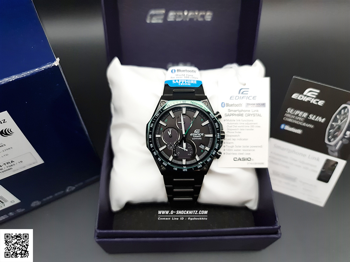 CASIO EDIFICE นาฬิกาข้อมือ นาฬิกากันน้ำ นาฬิกาของแท้ ประกันศูนย์ CMG 1 ปี รุ่น EQB-1100XDC-1A นาฬิกาสีดำ