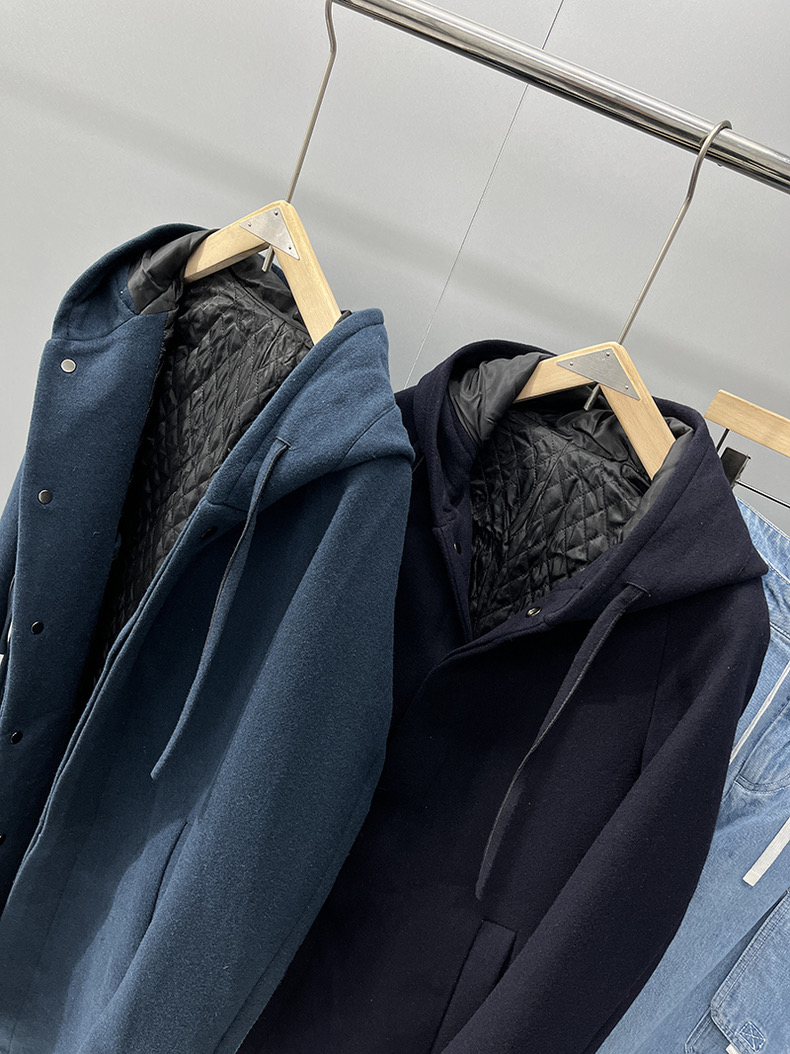Double focus เสื้อกันหนาว เสื้อฮู้ดเฟอร์กันหนาว ผ้าสักหลาดวูล แบรนด์ Doublefocus ( Puffer Jacket ) สำเนา สำเนา สำเนา ดำ