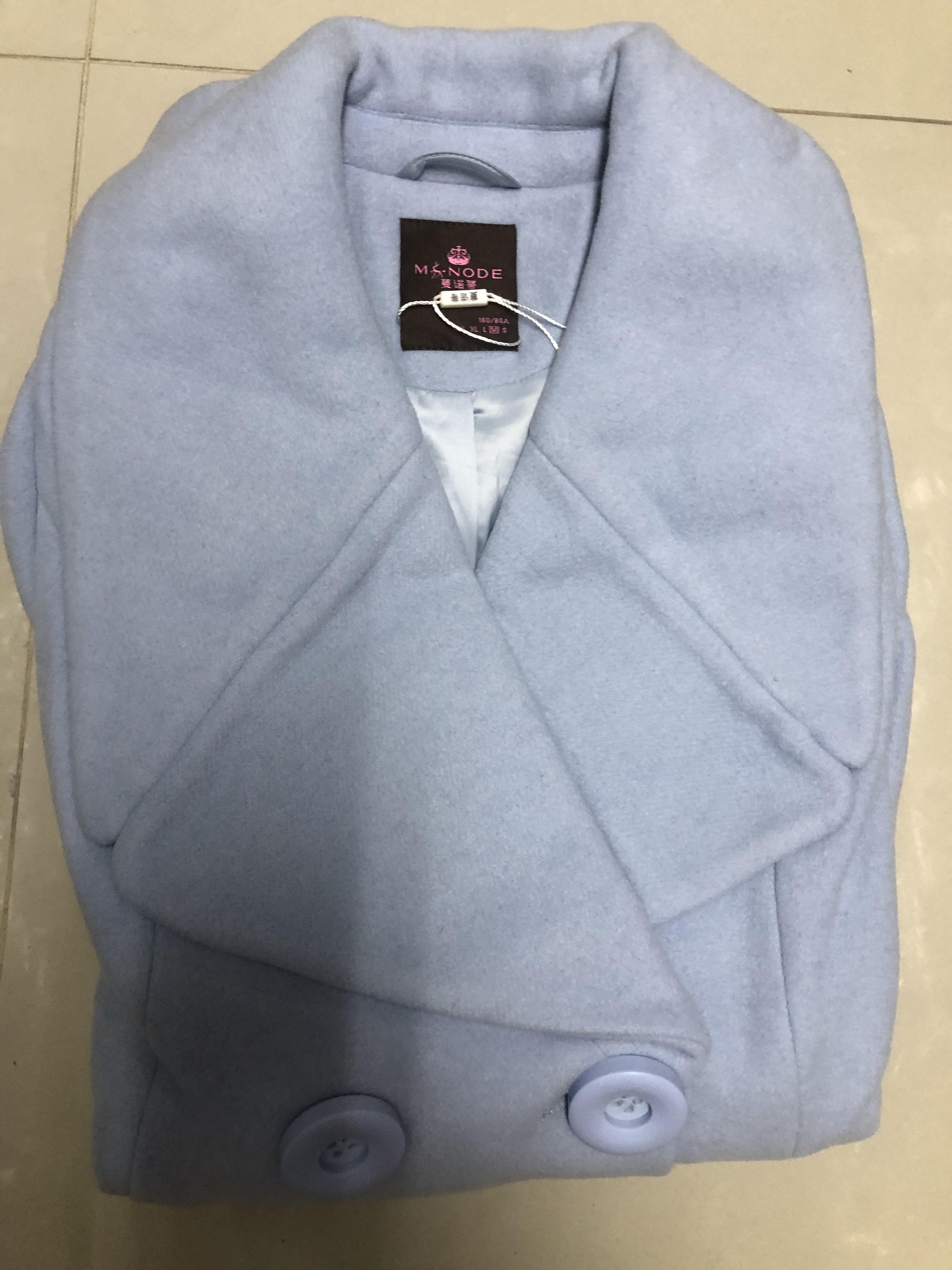 Ms.Node เสื้อโค้ท เสื้อกันหนาว เนื้อผ้าสักหลาดวูล สีชมพู/ สีฟ้า แต่งกระดุมสองแถว แบรนด์ MS.NODE
