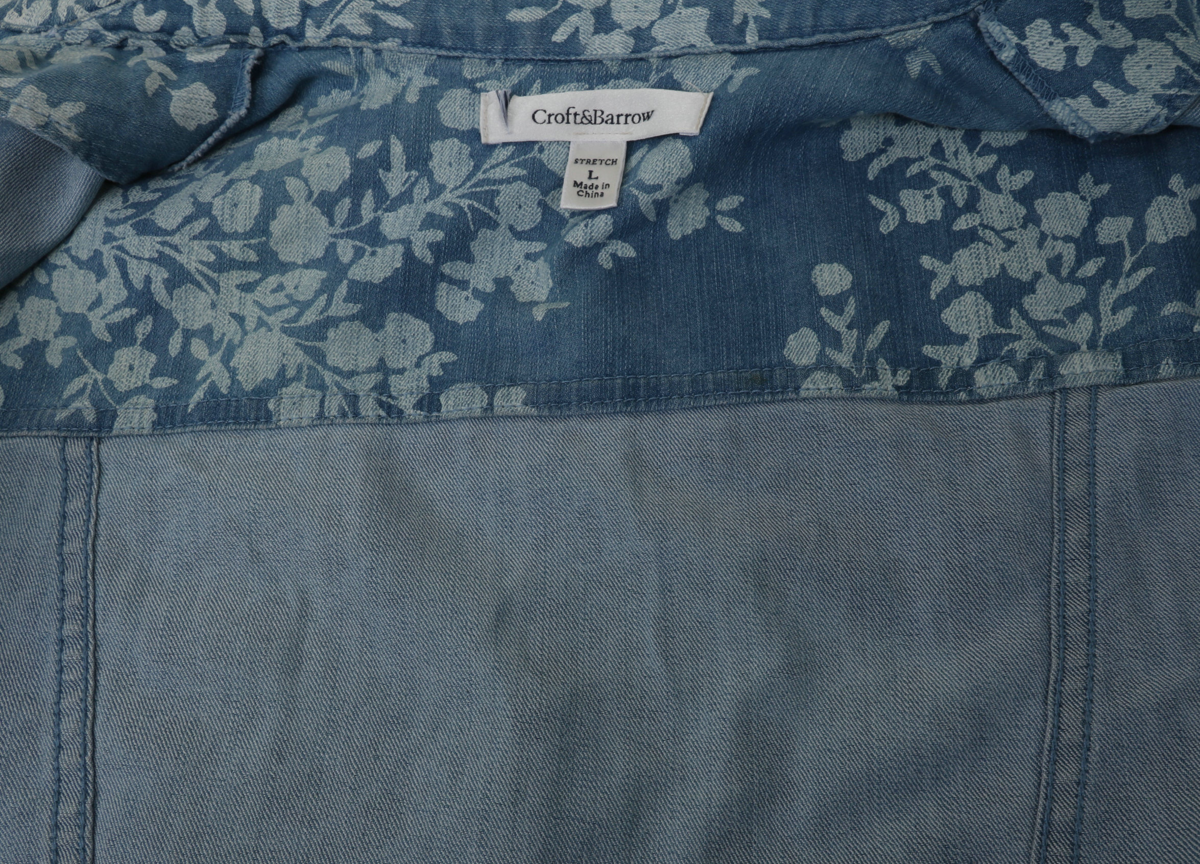 เสื้อยีนส์ แจ็คเก็ตยีนส์ แต่งลายพิมพ์ ใบไม้ แบรนด์ CrOft&BArrow สำเนา ยีนส์