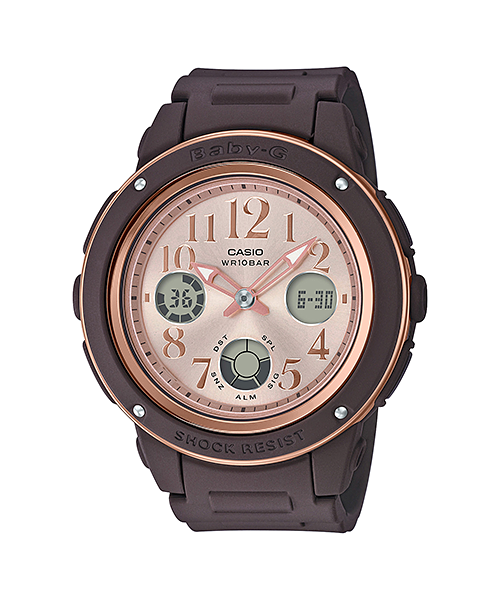 CASIO BABY-G นาฬิกาข้อมือ นาฬิกากันน้ำ นาฬิกาของแท้ ประกันศูนย์ CMG 1 ปี รุ่น BGA-150PG-5B1 นาฬิกาสีน้ำตาล