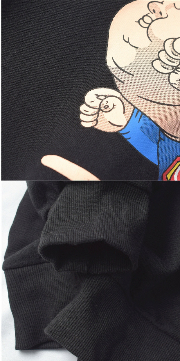 เสื้อวอร์ม เสื้อสเวตเตอร์ ปั๊มลาย เสื้อกันหนาว ทรง over size เนื้อละเอียด ดำ